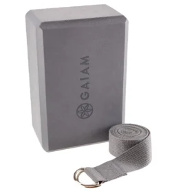 Gaiam Yoga Block & Strap Combo 6' Grey
